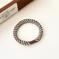 High elastic woven hair tie in beige and coffee brown with a durable resin connector - Dark Brown
