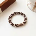 Élastique à cheveux tressé marron et beige avec boucle durable de style minimaliste - Marron