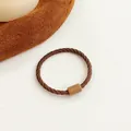 Élastique à cheveux tressé de couleur bonbon pour enfants en marron foncé avec boucle - Café Foncé