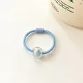 Light blue elastic hair tie for kids with transparent bead and purple connector - Blue