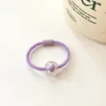 Purple elastic hair tie with transparent beaded charm for kids and toddlers - Purple