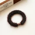 Durable dark brown plush hair tie with high elasticity and secure plastic clasp - Dark Coffee