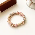 Chouchou beige à pois en dentelle avec perles colorées et élastique haute résistance - Poche zippée