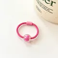 Pink elastic hair tie with transparent round bead for girls' hair styling - Rose Red