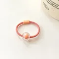 Coral orange high elasticity beaded hair tie with transparent round ball decor for girls - Orange