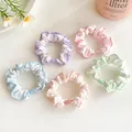 5-piece set of pastel floral scrunchies with elastic bands in assorted macaron colors - Random Mixed
