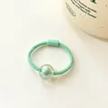 Elastic light green candy-colored hair tie with transparent bead for children - Green