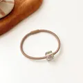 Elastic hair tie in beige coffee tone with square crystal bead decoration - Light Coffee