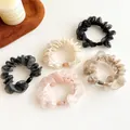 5-pack organza hair scrunchies in neutral colors like black, beige, pink and grey - Random Mixed
