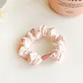 Light pink floral scrunchie with cute small purple flower patterns and rectangle buckle - Bud Pink
