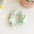 Elastic light green scrunchie with pink cherry print and mint green decorative buckle - Green