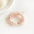 Elastic light pink organza scrunchie with soft ruffled edges and secure round buckle - Light Pink
