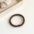 Coffee brown braided hair tie with textured weave and durable high elasticity - Dark Brown