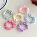 Set of 6 colorful pastel fabric scrunchies with matte buckles for high elastic ponytail - Random Mixed