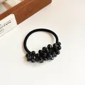 Elastico per capelli nero minimalista con perline di cristallo sfaccettate lucide - Nero