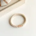 Elastic beige woven hair tie with cylindrical clasp for sleek ponytails and buns - Beige