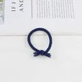Handcrafted dark blue braided elastic hair tie with stylish twist design for women - Navy Blue