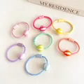 7-piece set of candy colored elastic hair ties with striped beads and durable bands - Multicolor