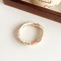 Striped plush fuzzy hair tie with high elasticity for ponytails - Khaki