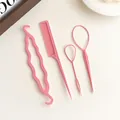 Pink 4-piece hair styling set including topsy tail tool and fine tooth tail comb - Pink