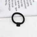 Elastic black woven hair scrunchie with a stylish square buckle detail for women - Black