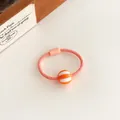 Coletero elástico rosa naranja con cuenta a rayas naranjas y hebilla cilíndrica - Naranja