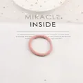 Close-up of soft pink plush hair tie with durable seamless joint on stylish mesh background - Pink