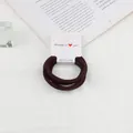 Set of 3 dark reddish-brown high-elasticity ribbed fabric hair ties on white card - Dark Coffee