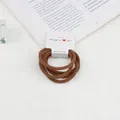 Set of 5 elastic coffee brown hair ties on display card with minimalist fabric texture - Light Coffee