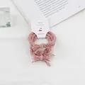 Set of two pink braided elastic hair ties with matching bow on a display card - Pink