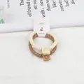 Lot de 2 chouchous tressés beige et café avec étiquettes en cuir smiley et haute élasticité - Blanc Cassé et Kaki