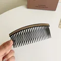 Elegant black hair side comb with two rows of golden rhinestones for hair styling - Yellow