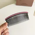 Large black hair comb with two rows of pink rhinestones for elegant styling - Rose Red
