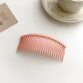 Pink matte hair comb for bangs with multi-tooth curved design for side styling - Pink