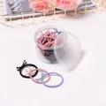 Ensemble d'élastiques tressés avec nœuds en pot de rangement transparent - Style Tressé / Rose vif