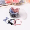 Coffret d'élastiques à cheveux avec nœuds rose bleu et noir en pot de rangement - Style Nœud / Rose vif