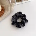 Deep grey velvet oversized scrunchie hair tie with soft texture and rich pleats - Dark Gray