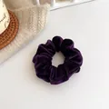 Elegant deep purple velvet scrunchie featuring high elasticity for ponytail hair styling - Deep purple