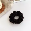 Deep coffee velvet hair scrunchie with soft sheen for autumn winter styling - Dark Coffee