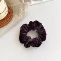 Deep purple velvet scrunchie for women, soft elastic hair tie with rich plush texture - Purple Coffee