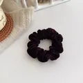 Elegant deep burgundy velvet scrunchie for women with high elasticity and soft texture - Chestnut