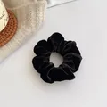 Classic oversized black velvet scrunchie with soft pleated texture and high elasticity - Black