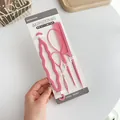 Pink 4-piece hair styling tool set with tail comb and topsy tail hair loops - 4 Piece Set (Hair Tail x2 + Comb + Braider) / Pink
