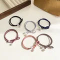 Lot de six chouchous haute élasticité avec perles élégantes en couleurs variées - Mélange Aléatoire