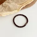 Elastic dark coffee brown spiral hair tie with a smooth buckle and high-stretch texture - Dark Coffee