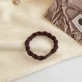 Dark brown braided high elasticity hair tie with a twisted rope design and sleek connector - Dark Coffee