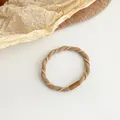 Light brown twisted elastic hair tie with high-stretch woven texture for women - Khaki
