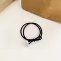 Coletero negro minimalista de doble cordón con perlas blancas brillantes - Negro