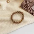 Brown braided spiral hair tie with thick elastic cord and durable twist texture - Khaki