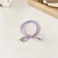 Elastisches Haargummi in Hellviolett mit Schleife und eleganten Goldspitzen - Lila